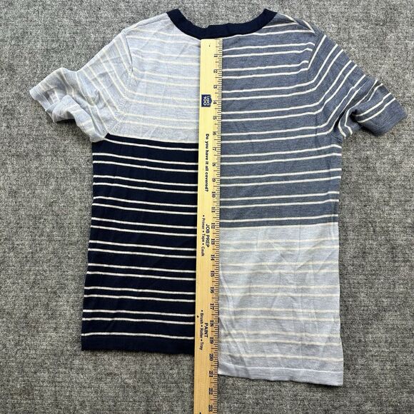 Autumn Cashmere Sweater Women XS Blue Stripe Patchwork Assymetrical Tee - Picture 11 of 13